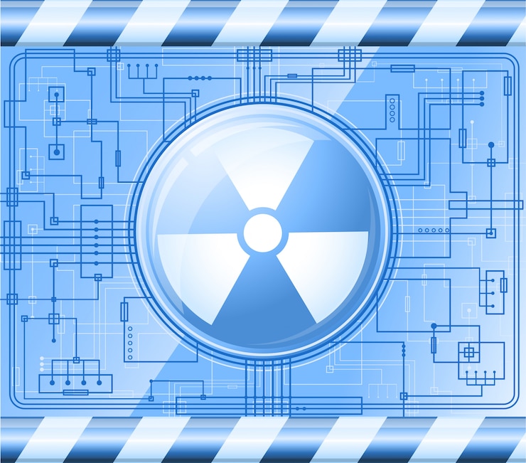 Vector button with the sign of radiation
