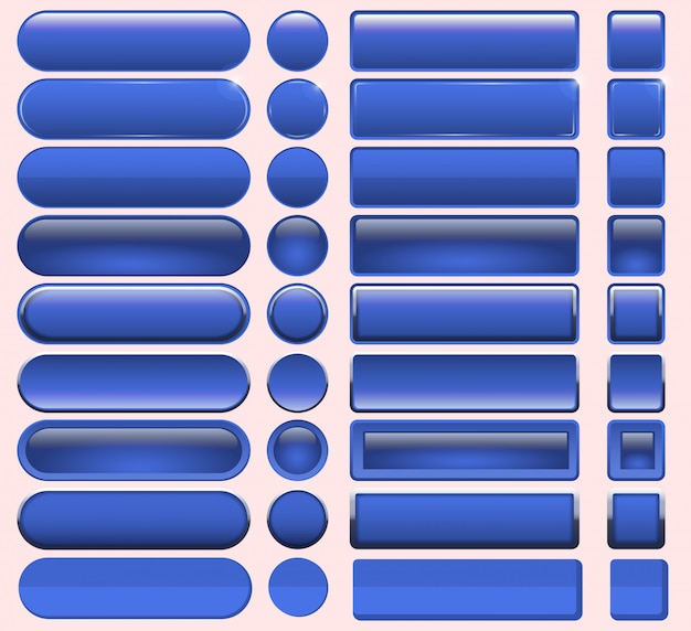 Vector buttons blue  many  for website design.