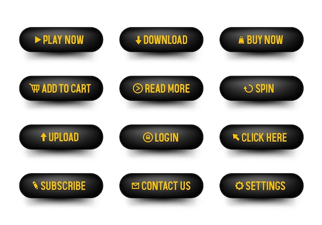 Кнопки для веб-дизайна красные кнопки в золотой раме набор векторных 3d-кнопок
