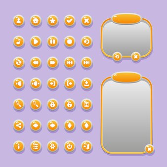 Pulsanti, icone e menu finestre per la progettazione di interfacce utente di gioco ui per giochi e app