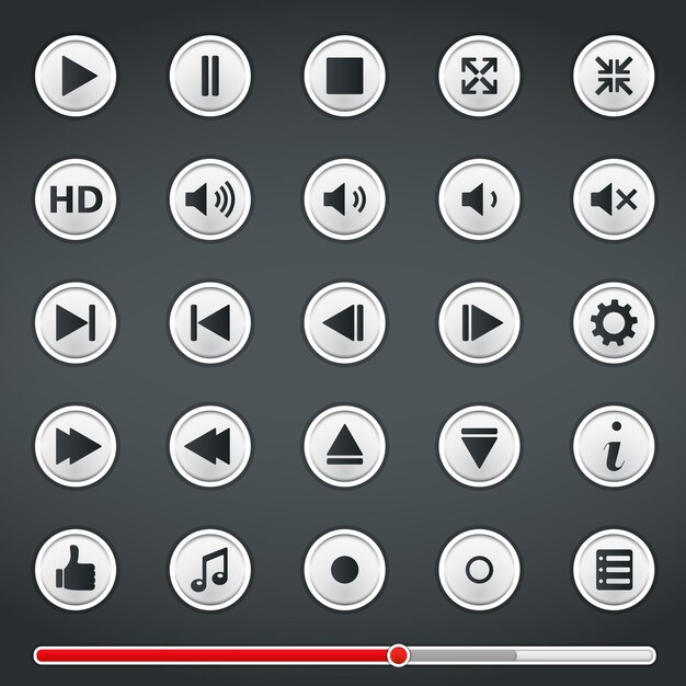 Vector buttons for media player