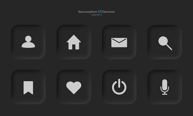 Buttons for mobile devices in the style of neumorphism UI UX