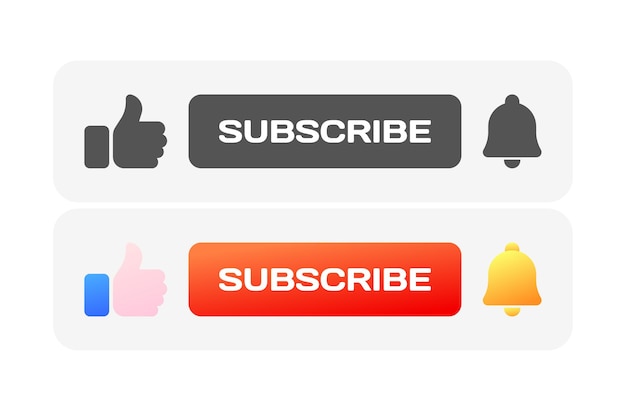 Vector buttons for reactions different styles like subscribe enable notifications buttons vector icons