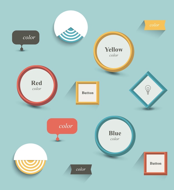 Buttons Retro color style flat design