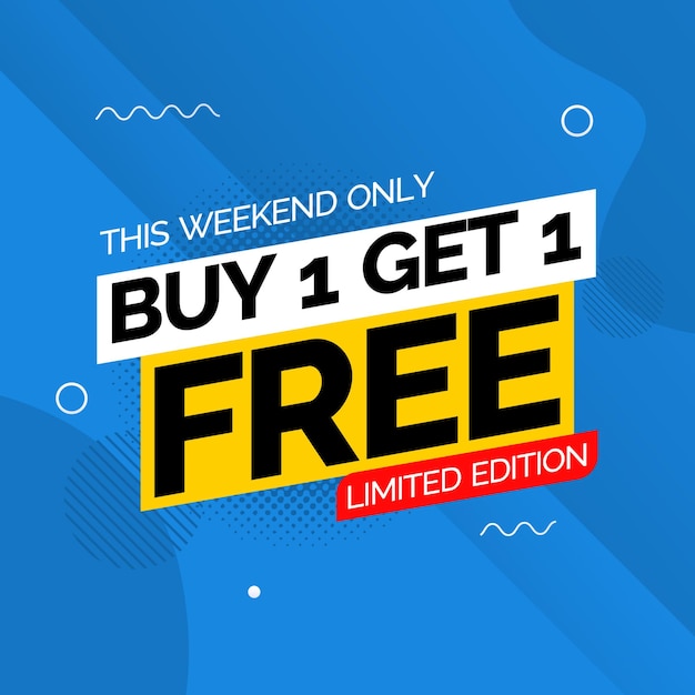 Vector buy 1 get 1 free banner design template