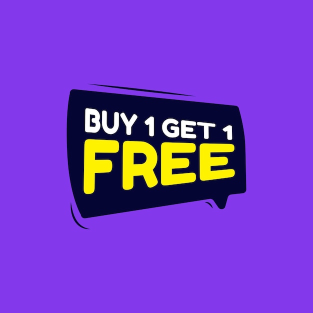 Vector buy 1 get 1 free label banner template shop now