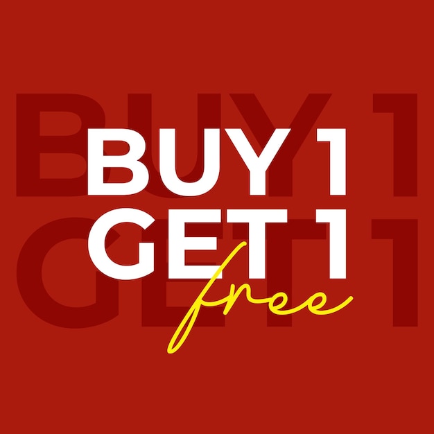 Vector buy 1 get 1 free red background