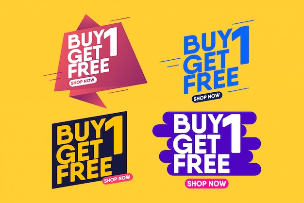 Vector buy 1 get 1 free sale tag template. banner design template for marketing.