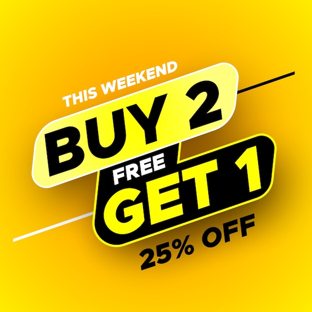 Vector buy 2, free get 1 sale banner.