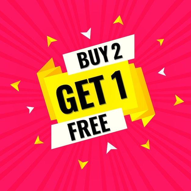 Vector buy 2 get 1 free sale banner with editable text effect