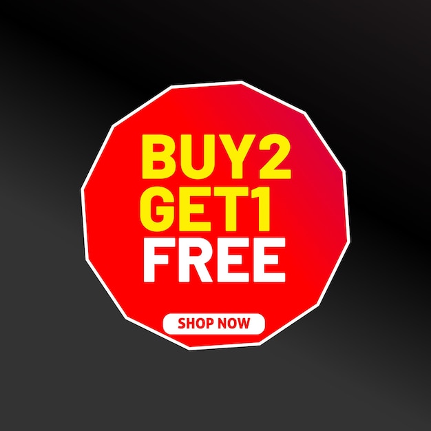 Buy 2 get 1 free vector label design