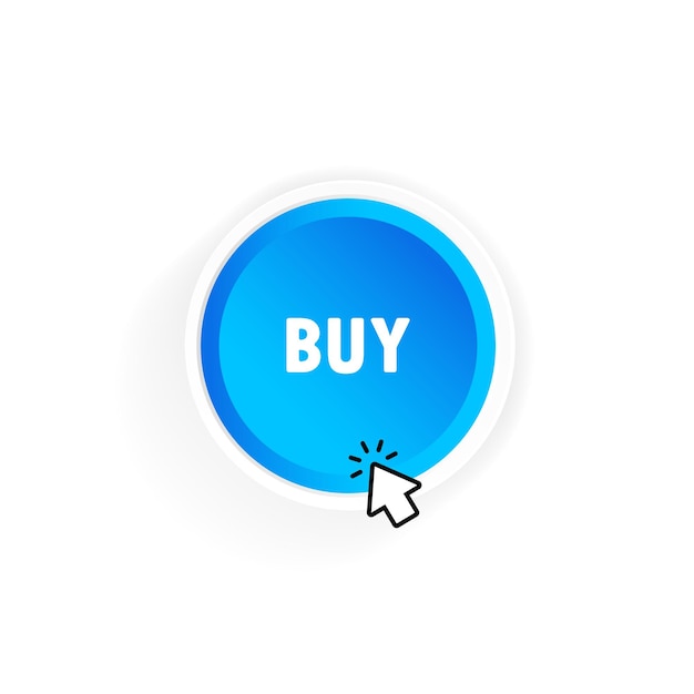 Vector buy button with cursor. vector on isolated white background. eps 10.