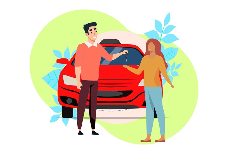 Vector buy a car concept illustration stylish and beautiful