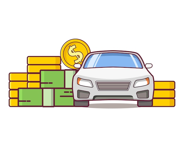 Buy car rent vehicle money coin and cash