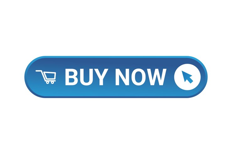 Vector buy now button with cart and cursor icon