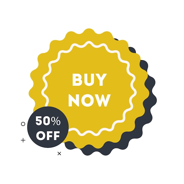 Buy now vector sticker for promotion discount 50 percent