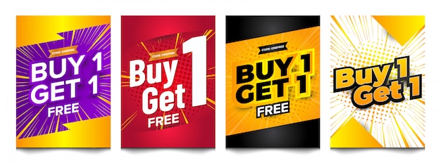 Buy one free vertical banner design set collection