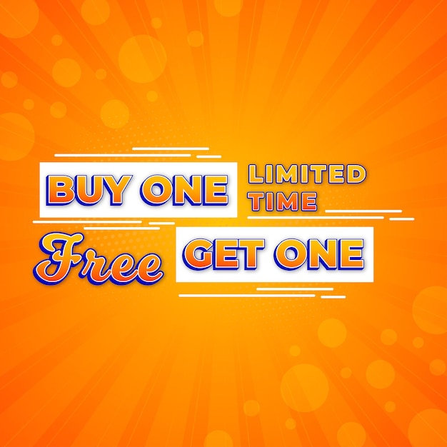 Buy one get one free sale banner special banner with text effect