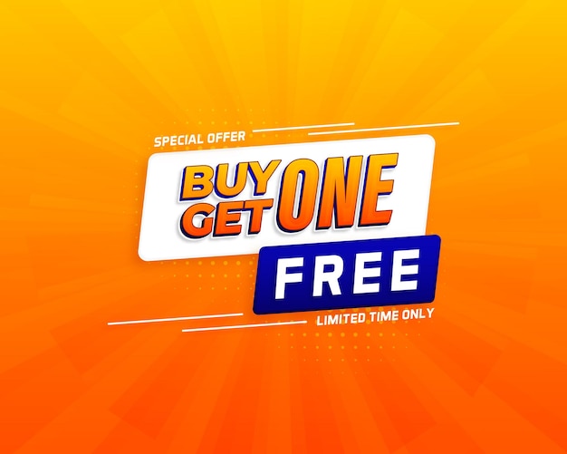 Buy one get one free sale banner special banner with text effect