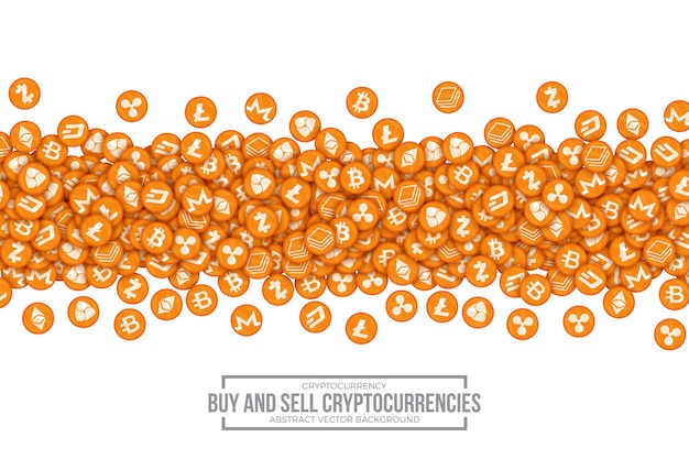 Vector buy sell cryptocurrencies conceptual vector illustration