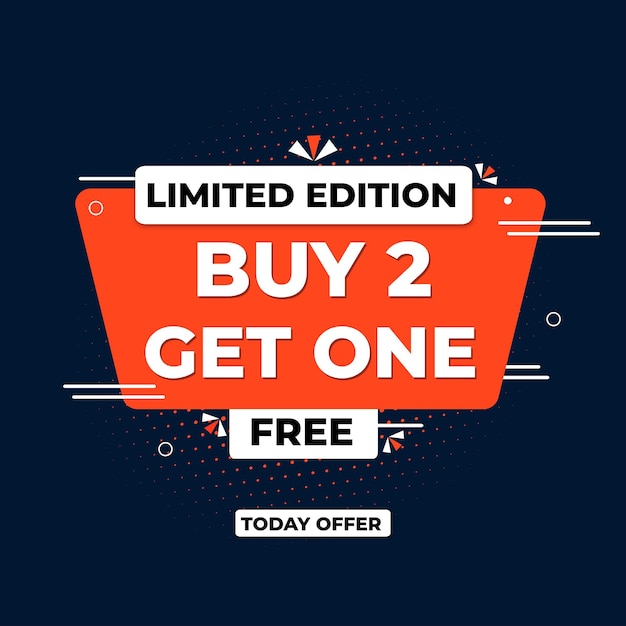 Buy two get one free sale banner special banner with text effect