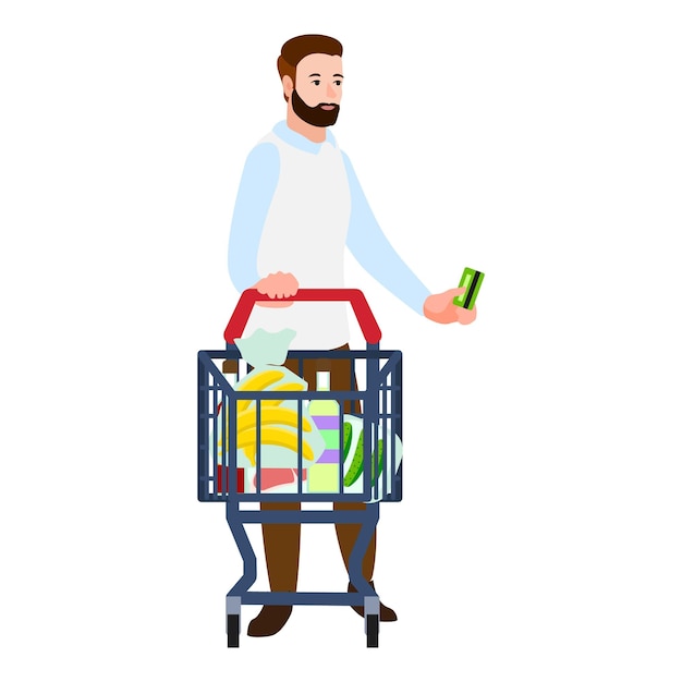 Vector buyer cash cart icon flat illustration of buyer cash cart vector icon for web design