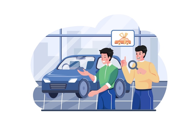 店で自動車を選ぶバイヤー