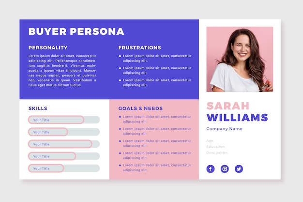 Vector buyer persona infographics with photo