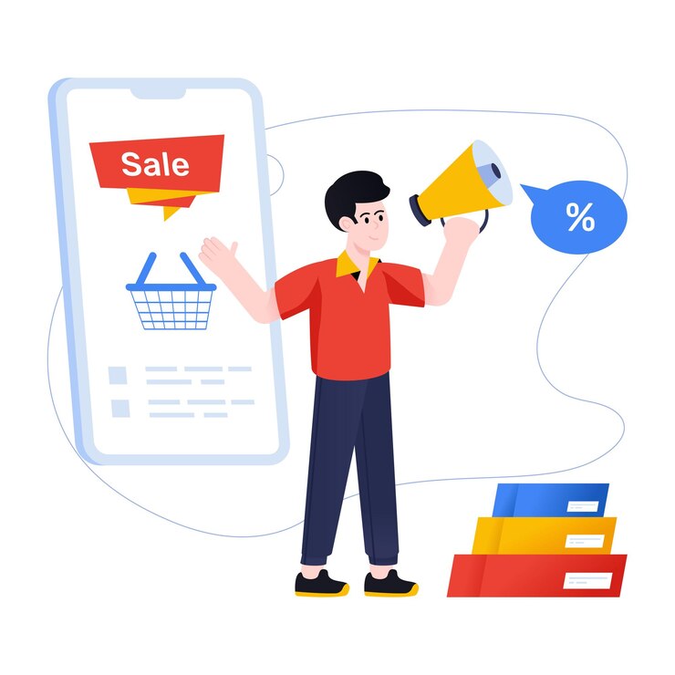Вектор покупка онлайн-продуктов плоская иллюстрация m commerce