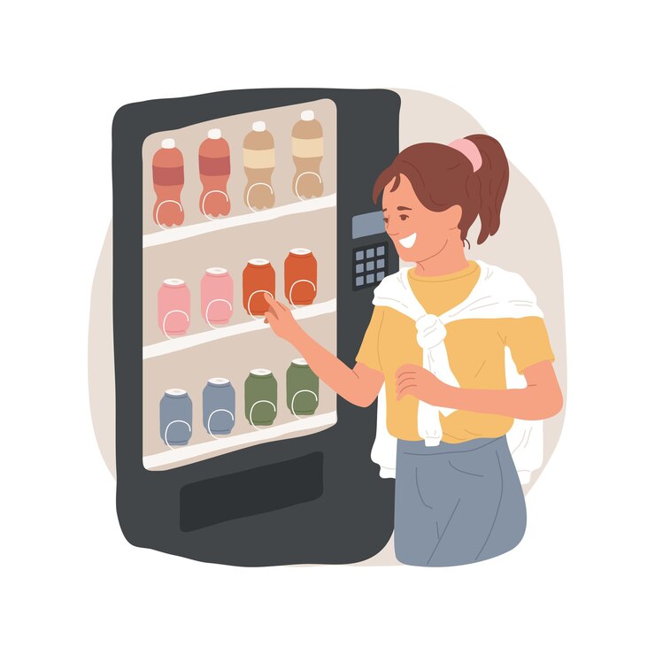Vector buying soft drinks isolated cartoon vector illustration