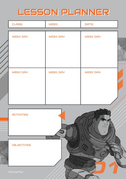 Vector buzz lightyear weekly planner