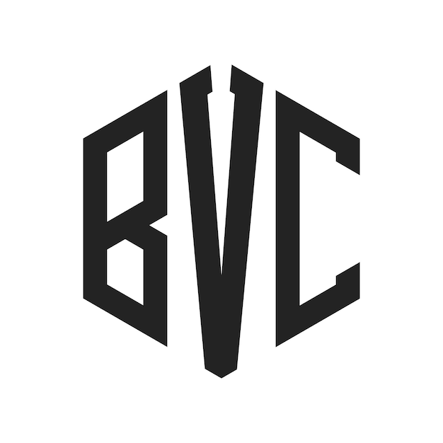 BVCのロゴデザイン: BVCモノグラム (六角形の形を用いたロゴ)