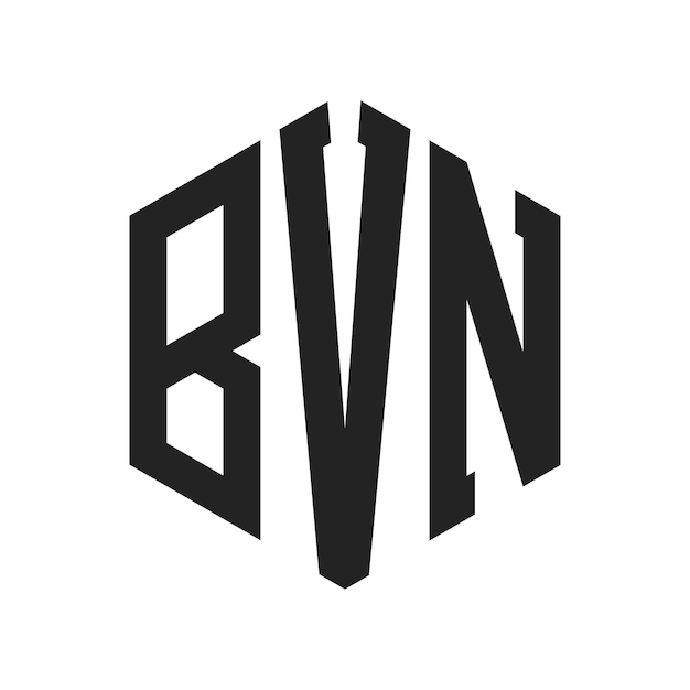 BVNのロゴデザイン: 頭文字BVNのモノグラム六角形のロゴ