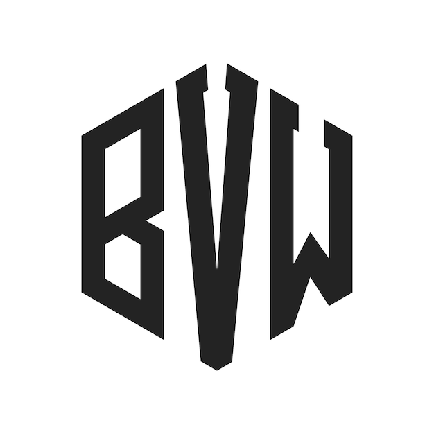 BVW ロゴ デザイン イニシャルレター BVW モノグラム ロゴ ヘクサゴン形