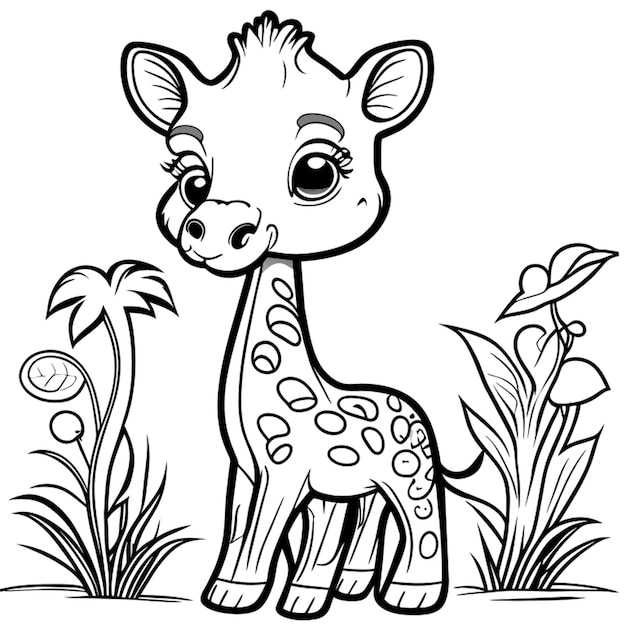 bw outline art coloring book page for kids giraffe kids coloring pages full white kid style white