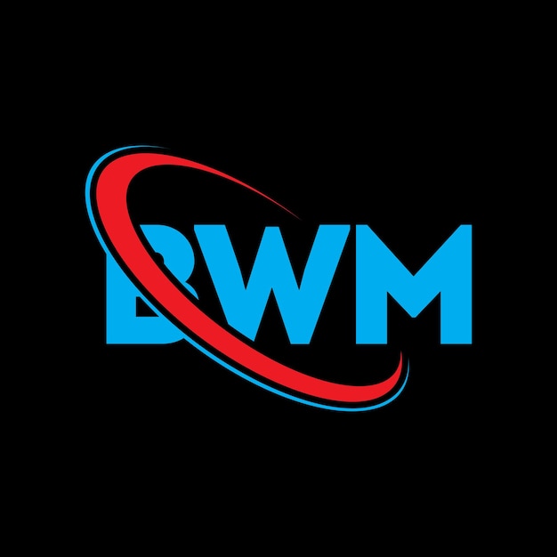 BWMのロゴ: BWMの文字LogoのデザインBGMのイニシアルBGMロゴは円と大文字のモノグラムで結びついておりテクノロジービジネスと不動産ブランドのBGMタイポグラフィーです