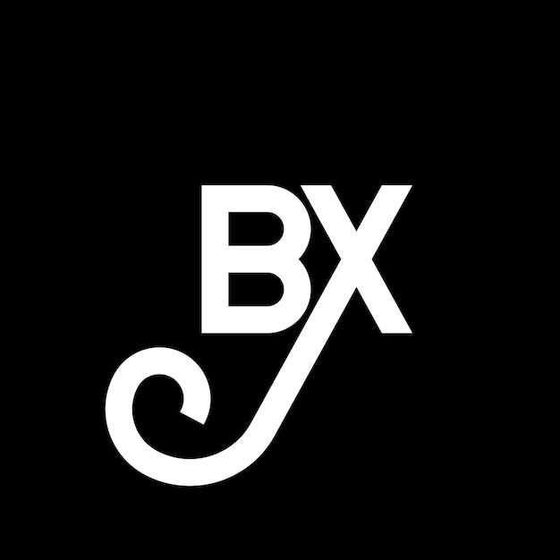 ベクトル 黒い背景に bx 文字のロゴデザイン bx クリエイティブ・イニシャル bx レター・ロゴ・コンセプト bx レーター・デザイン bx 白い文字・ロゴデザイン