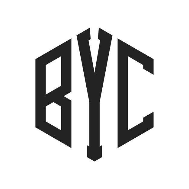 BYCのロゴデザイン イニシャル・レター BYCのモノグラム 六角形のロゴ