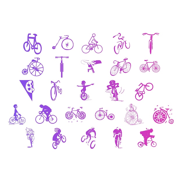 Vector bycyle items gradient effect photo jpg vector set