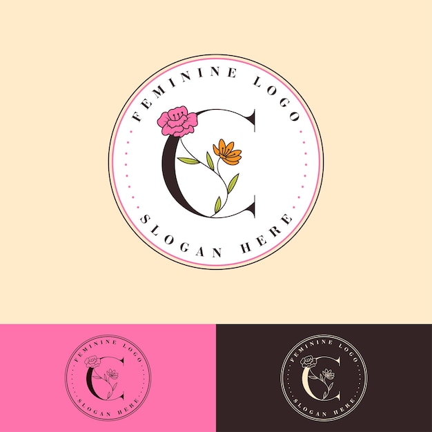 C Brief Bloemen Vrouwelijk Logo