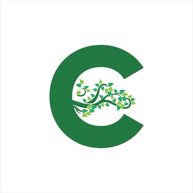 C-brief met het logo van het boomontwerppictogram