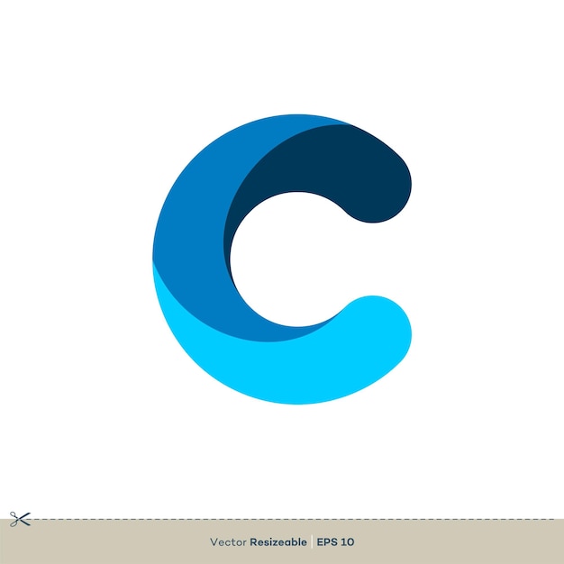 C Brief Vector Pictogram Logo Sjabloon Plat Ontwerp