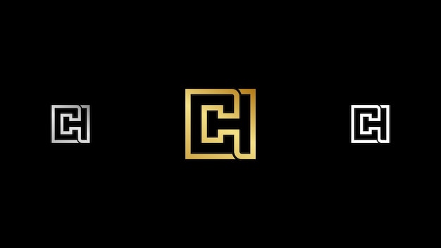 Vector c and h monogram gold silver logo vector typography brand identity isolated on black background