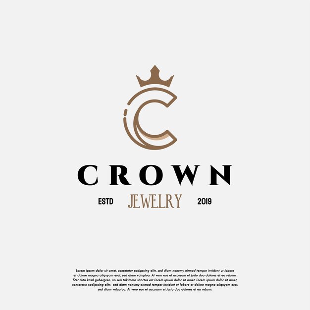 C initial crown logo designs vector, c crown fashion logo