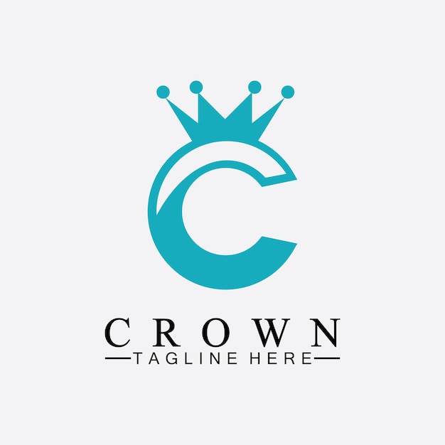 C initial crown logo designs vector illustration design