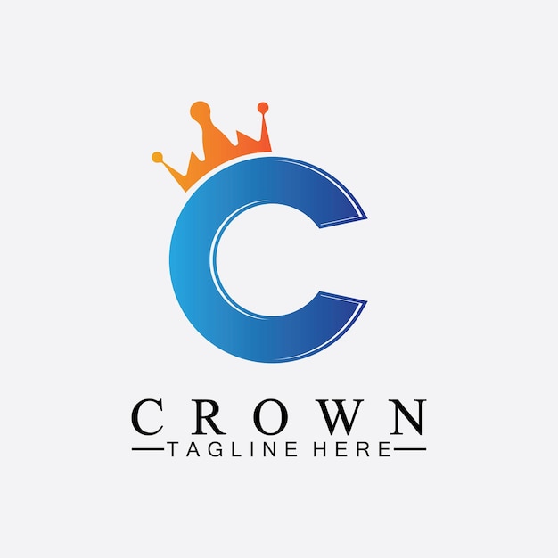 C initial crown logo designs vector illustration design