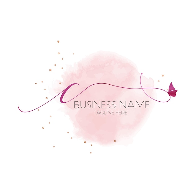 C INITIAL LETTER LOGO DESIGN, Logo Watermark Logo, roze Logo, Butterfly Logo Template