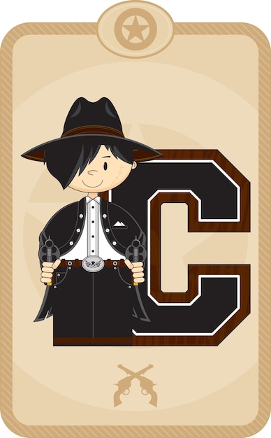 C is for Cowboy Wild West Alphabet Learning Educational Illustration