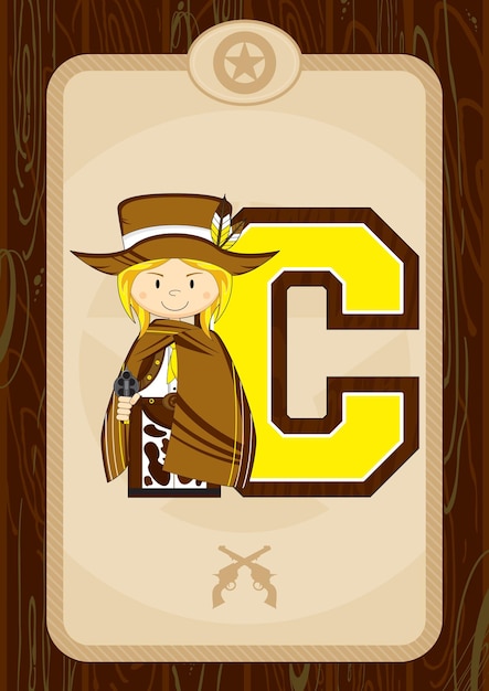 C is voor Cowboy Wild West Alphabet Learning Educatieve illustratie