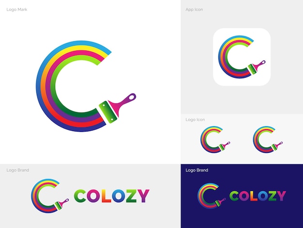 C letter colorful paint logo